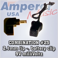 Combination #25, 9V, OD: 5.5mm, ID: 2.1 mm- with battery clip