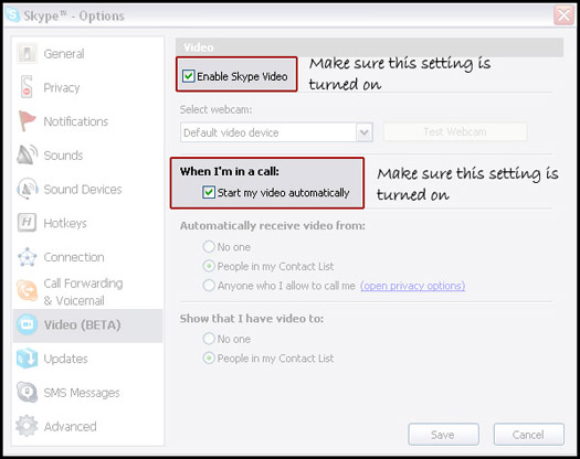 Skype Webcam Call Enable 50