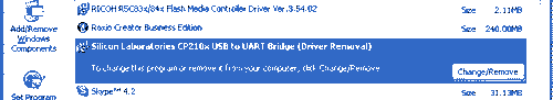 Add or remove program screen